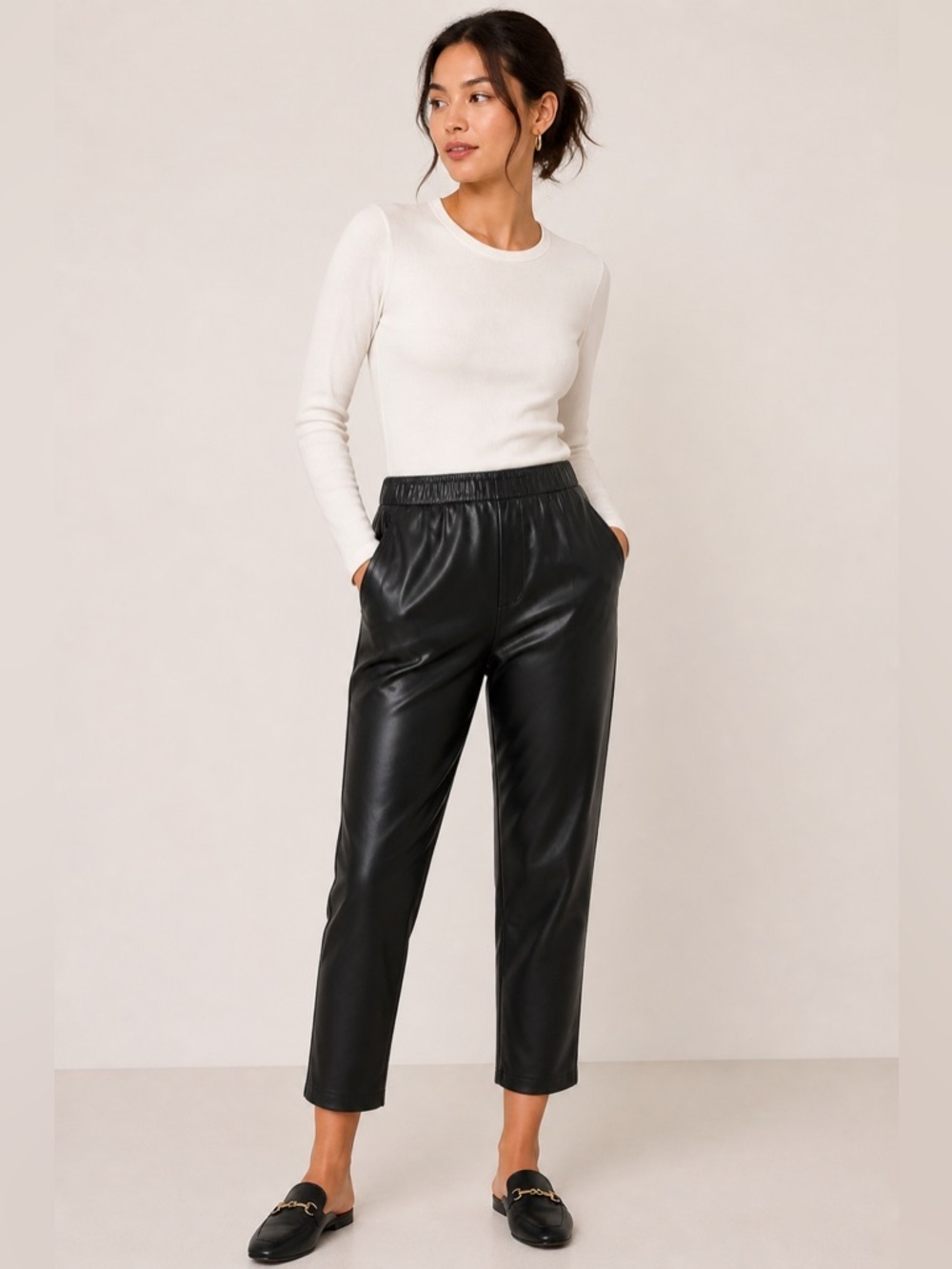 A New Day Faux Leather High-Waisted Pants Size S Black